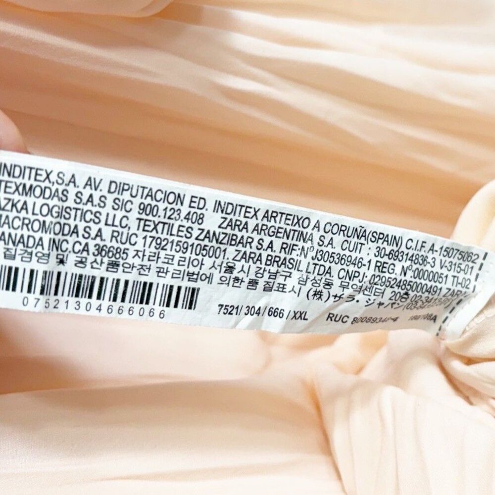 ZARA XXL Peach Maxi Pleated Voluminious Dress With Matching Slip - Picture 10 of 12